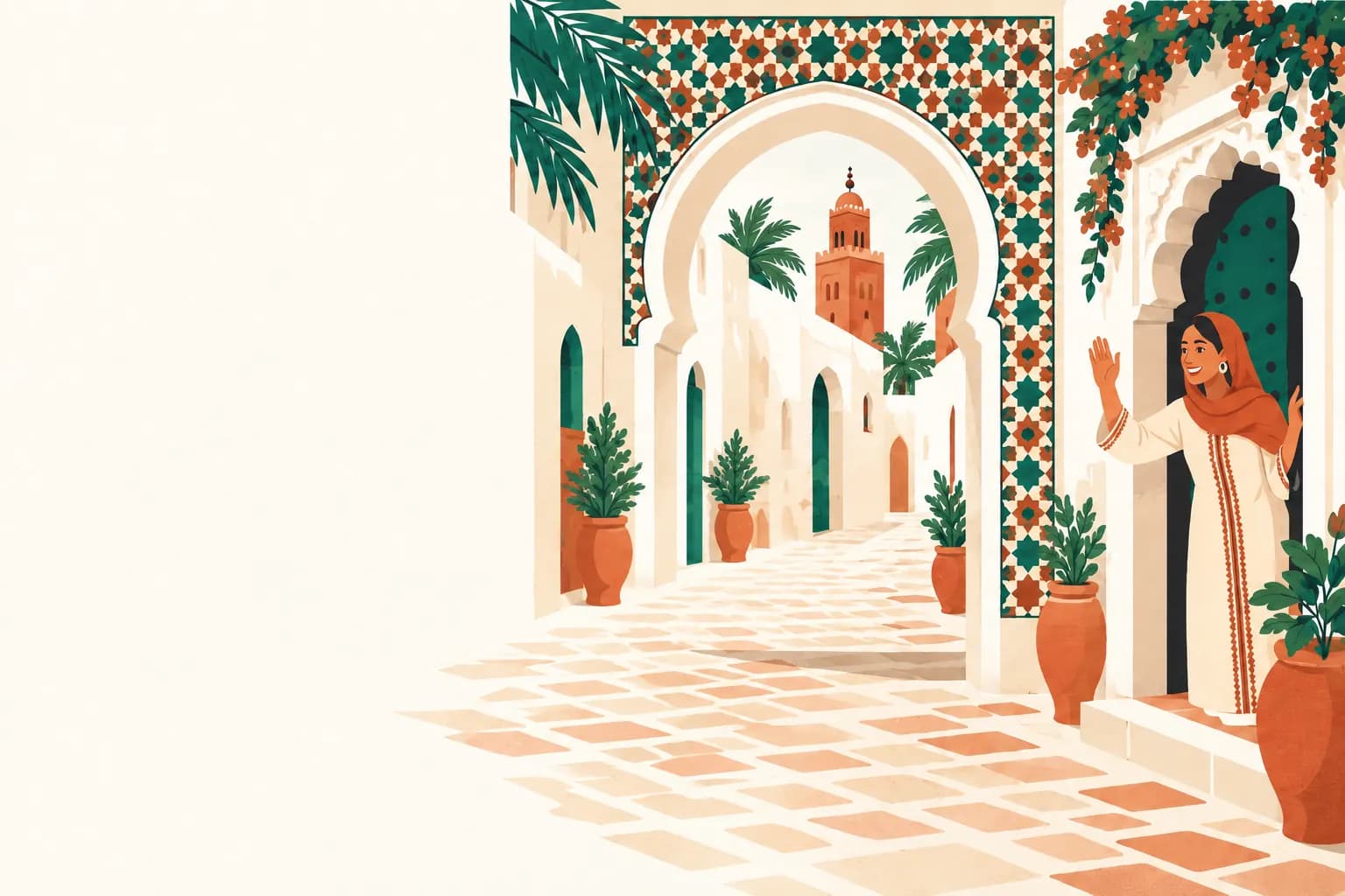 عامل توصيل على دراجة نارية يحمل طرداً إلى زبونة في زقاق بالمدينة القديمة.