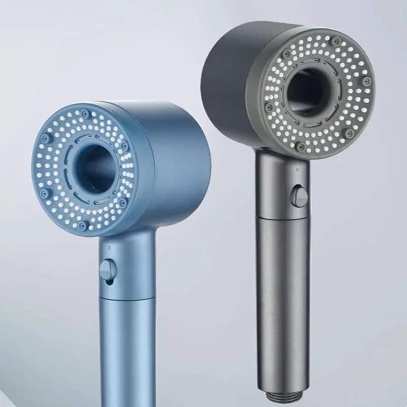 Pommeau de douche Turbo, bleu argenté et gris